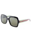 GUCCI SQUARE ACETATE SUNGLASSES WITH BROWN LENS
