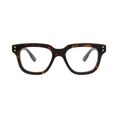 Pre-owned Gucci Square Frame Acetate Optical Frames 'havana/transparent' | Brown | Men's Size Onesize