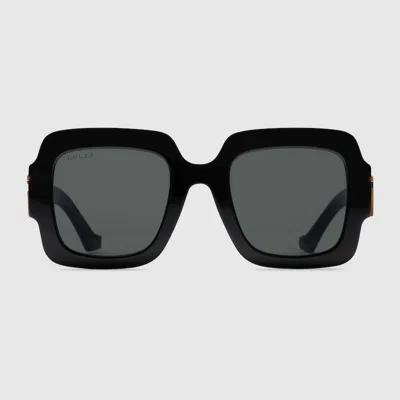 Gucci Square-frame Double G Sunglasses In Black