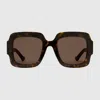 Gucci Square-frame Double G Sunglasses In Brown