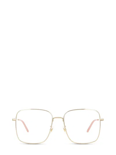 Gucci Square Frame Glasses In 001 Gold Gold Transparent