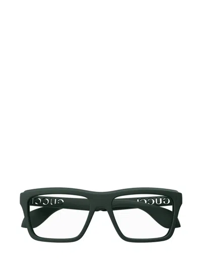 Gucci Square Frame Glasses In 003 Green Green Transpare