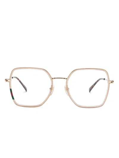 Gucci Square-frame Glasses In Gold