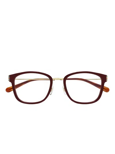 Gucci Square-frame Glasses In Burgundy