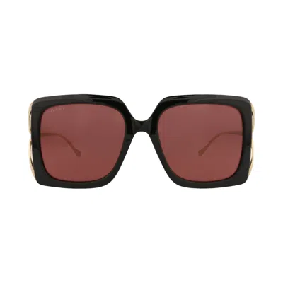 Pre-owned Gucci Square-frame Injection Sunglasses 'black Gold Red' | Multi-color | Women's Size Onesize
