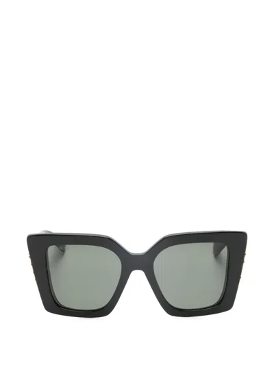 Gucci Square-frame Logo-detail Sunglasses In Black
