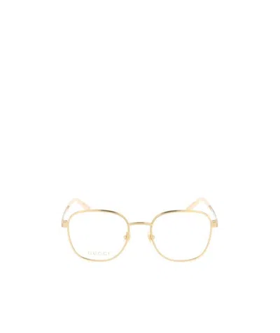 Gucci Square-frame Logo Glasses In Nude