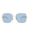 Gucci 61mm Square Sunglasses With Chain In Gold