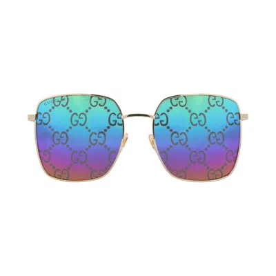 Pre-owned Gucci Square Frame Metal Sunglasses 'gold/multicolor' | Women's Size Onesize