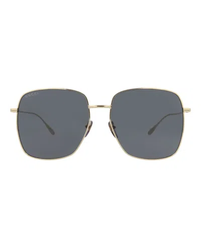 Gucci Square-frame Metal Sunglasses In Gray