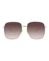 Gucci Square-frame Metal Sunglasses With Velvet Case In Gold