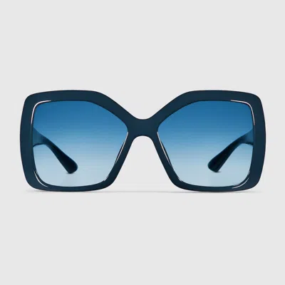 Gucci Square Frame Sunglasses In Blue