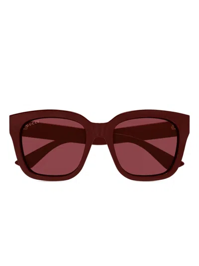 Gucci Sonnenbrille Mit Eckigem Gestell In Red