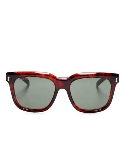 Gucci Square-frame Sunglasses In 褐色