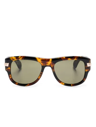 Gucci Square-frame Sunglasses In 褐色