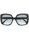 Gucci Web-detail Square-frame Sunglasses In Black