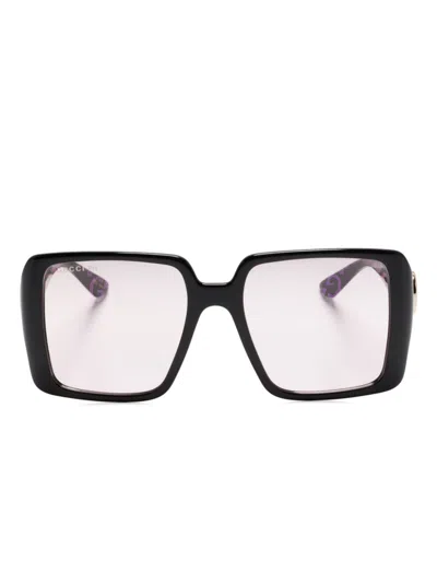 Gucci Square-frame Sunglasses In Black-black-pink