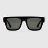 Gucci Square Frame Sunglasses In Black+green+grey