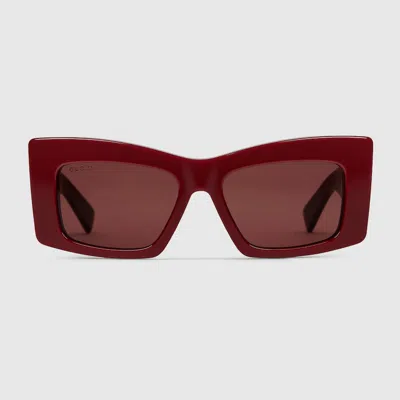 Gucci Square Frame Sunglasses In Bordeaux