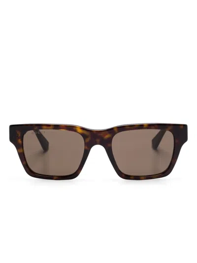 Gucci Rectangle-frame Sunglasses In Brown