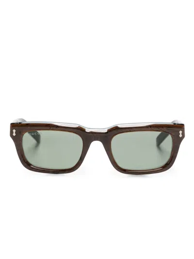 Gucci Sonnenbrille Mit Eckigem Gestell In Brown
