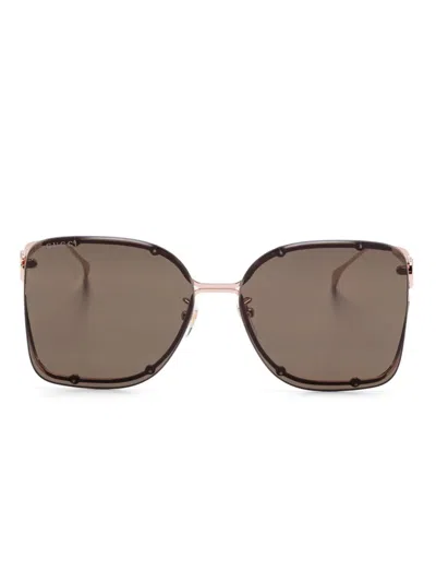 Gucci Square-frame Sunglasses In Gold