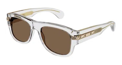 Pre-owned Gucci Square Frame Sunglassesfr) In Shiny Crystal/brown (gg1517s/004