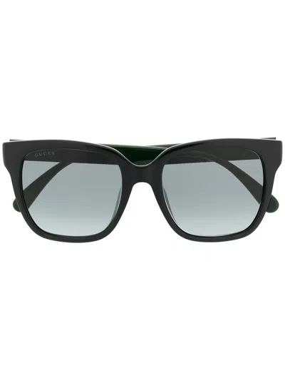 Gucci Square-frame Web-stripe Sunglasses In Black
