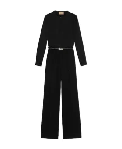 Gucci Square G Belt Jumpsuit In Black