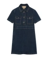Gucci Square G-buttons Denim Dress In Dark Blue