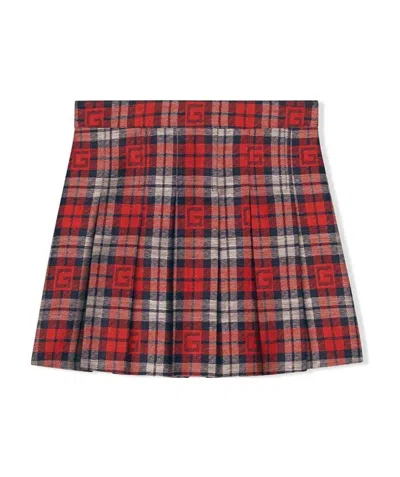 Gucci Square G Check Skirt In Red