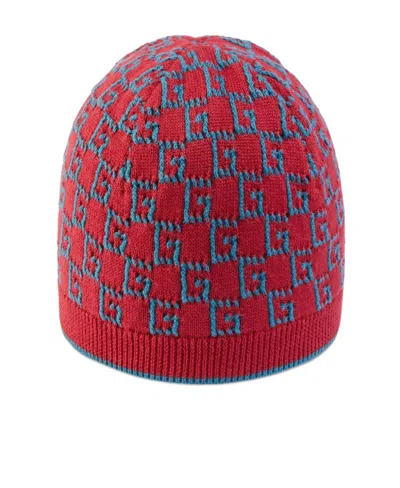 Gucci Square G Cotton Beanie In Red