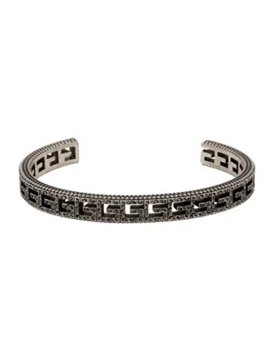 Pre-owned Gucci Square 'g' Cutout Cuff Bracelet, 6.5" In Multi