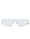 Gucci Square-g-motif Shield-frame Sunglasses In Black