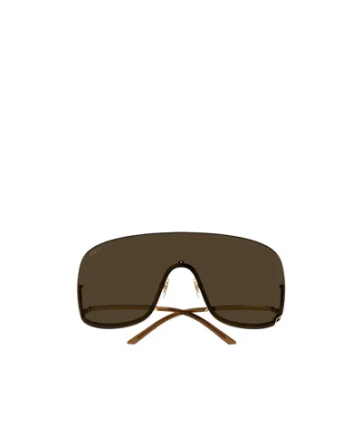 Gucci Square-g-motif Shield-frame Sunglasses In Brown