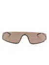 Gucci Square-g-motif Shield-frame Sunglasses In Gold