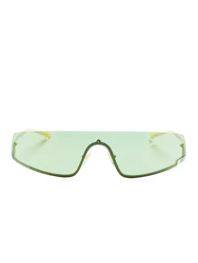 Gucci Square-g-motif Shield-frame Sunglasses In Green