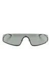 Gucci Square-g-motif Shield-frame Sunglasses In Silber