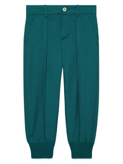 Gucci Kids' Pantalone Da Jogging In Lana Con G Quadro Mini In Blue