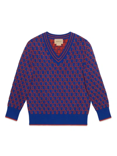 Gucci Kids' Square G Cotton Sweater In Multi