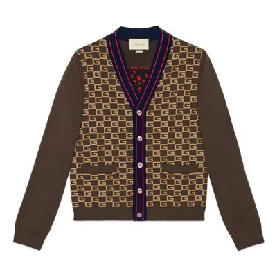 Gucci Square G Tiger Knit Cardigan 'brown'