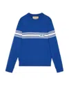 Gucci Square Gg-patch Wool Jumper In Blue