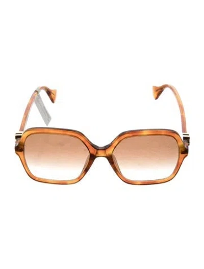 Pre-owned Gucci Square Gradient Sunglasses In Brown