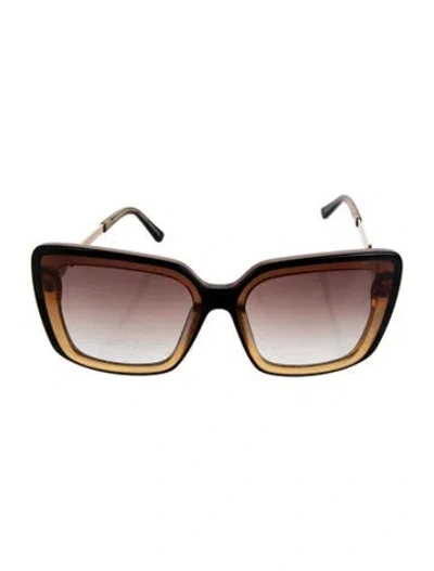 Pre-owned Gucci Square Gradient Sunglasses In Gold
