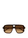 Gucci Navigator Frame Sunglasses Horsebit Detail In Brown