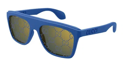 Pre-owned Gucci Square Logo Frame Sunglasses In Blue (gg1570s/004)