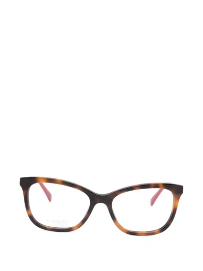 Gucci Square Logo Glasses In Brown