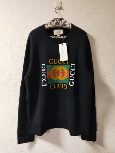 Pre-owned Gucci Square Logo Sweatshirt In Black