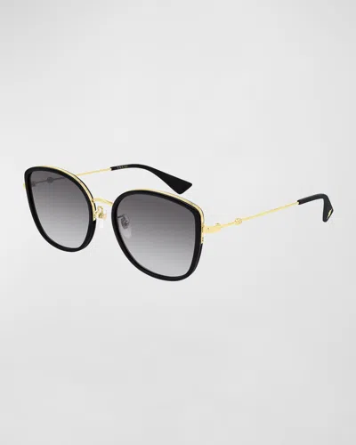 Gucci Square Metal Sunglasses In Black