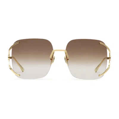 Gucci Square Metal Sunglasses In Gold